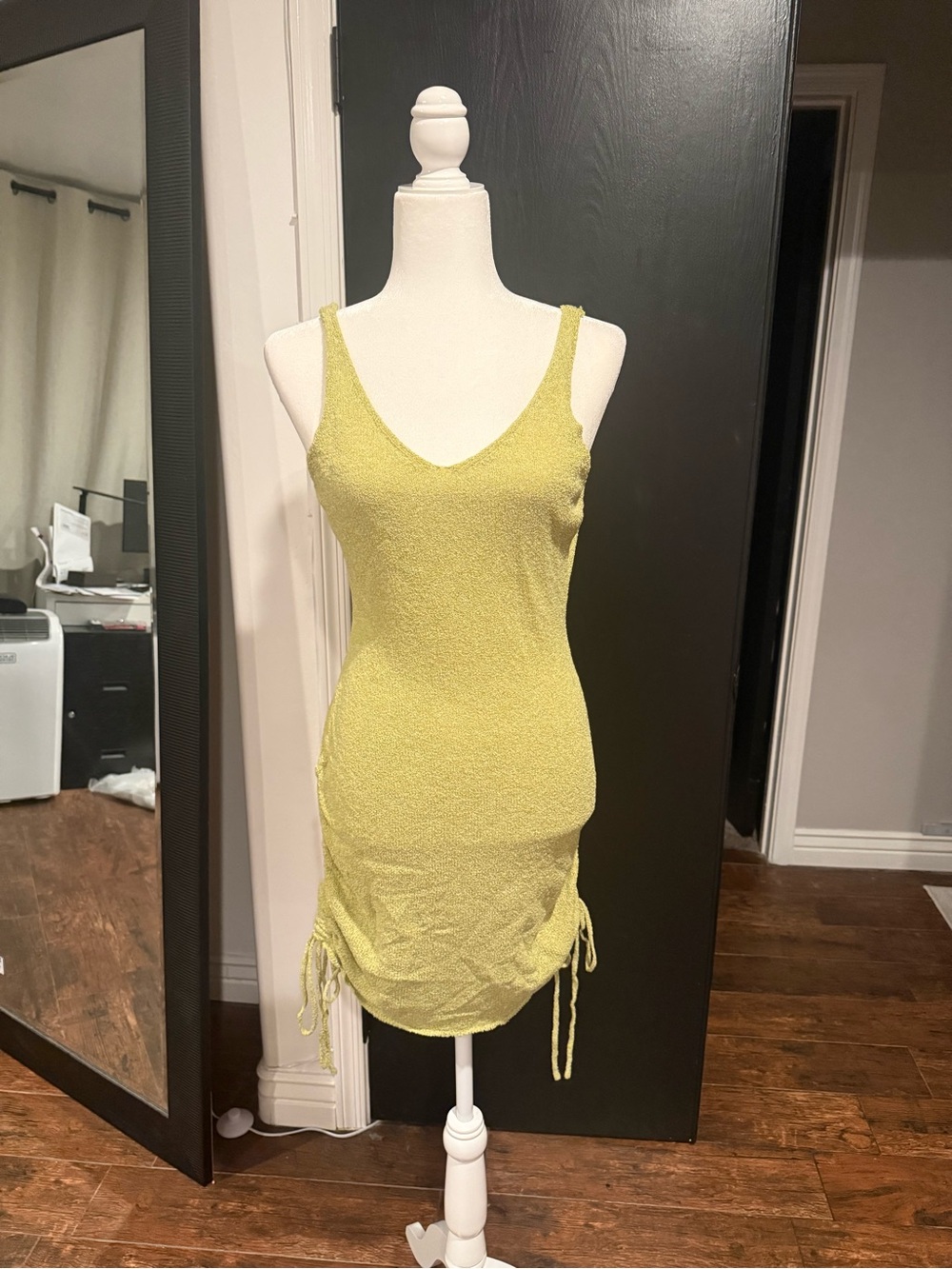 Sleek Sleeveless Lime Knit Tank Dress